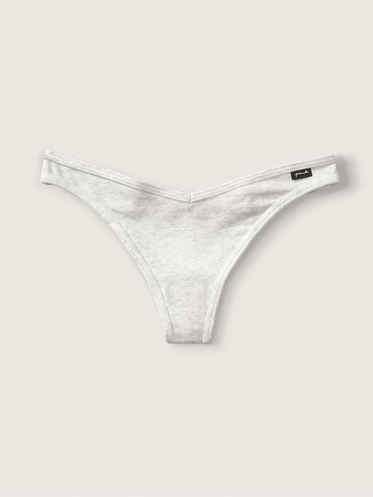 Victoria's Secret PINK Heather Silver Grey Cotton Thong Knickers - Image 1 of 1