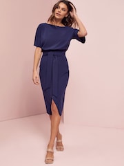 Lipsy Navy Kimono Belted Midi Dress - Image 3 of 4