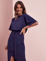 Lipsy Navy Kimono Belted Midi Dress - Image 4 of 4