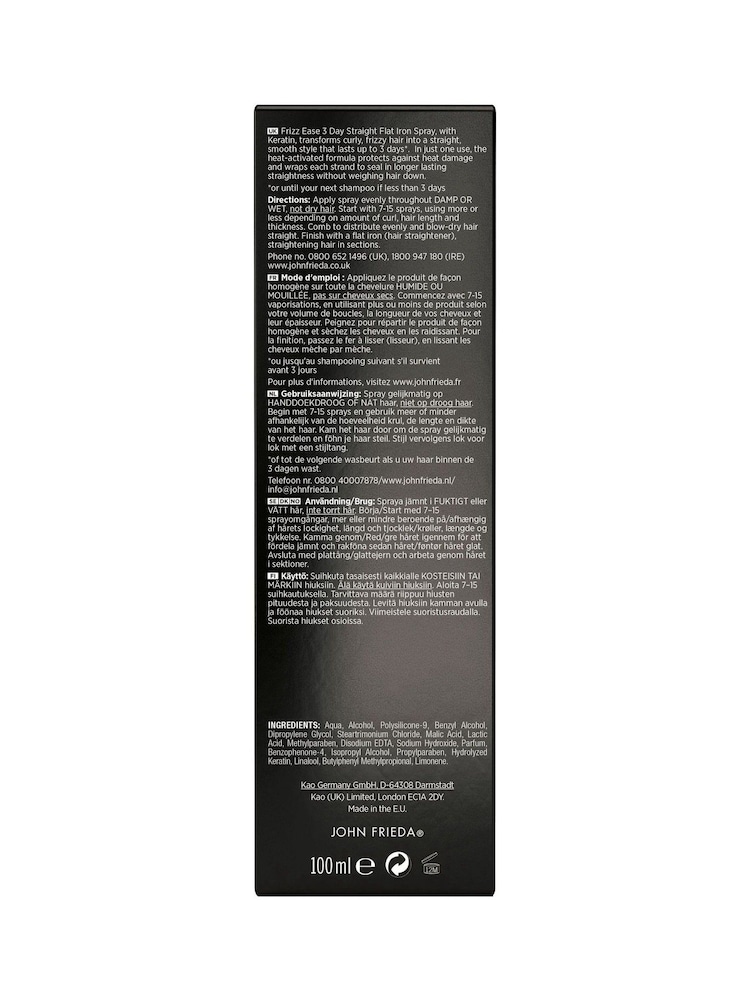 John Frieda Frizz Ease 3-Day Straight Semi-Permanent Styling Spray 100ml - Image 3 of 3