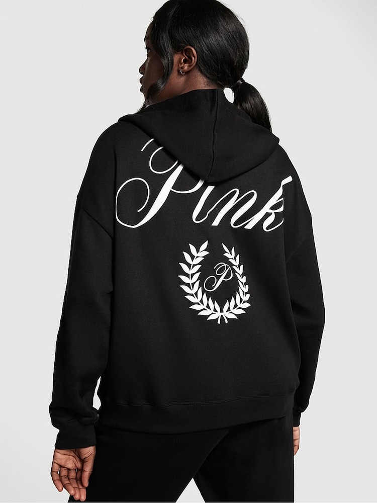 Victoria's Secret PINK Pure Black Fleece Oversized Hoodie - Image 2 of 4