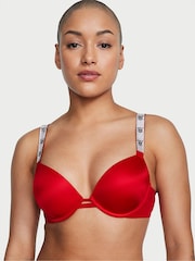 Victoria's Secret Lipstick Red Monogram Push Up Shine Strap Bra - Image 1 of 3