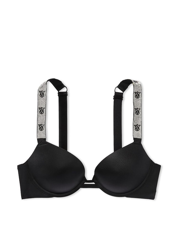 Victoria's Secret Black Monogram Push Up Shine Strap Bra - Image 3 of 3
