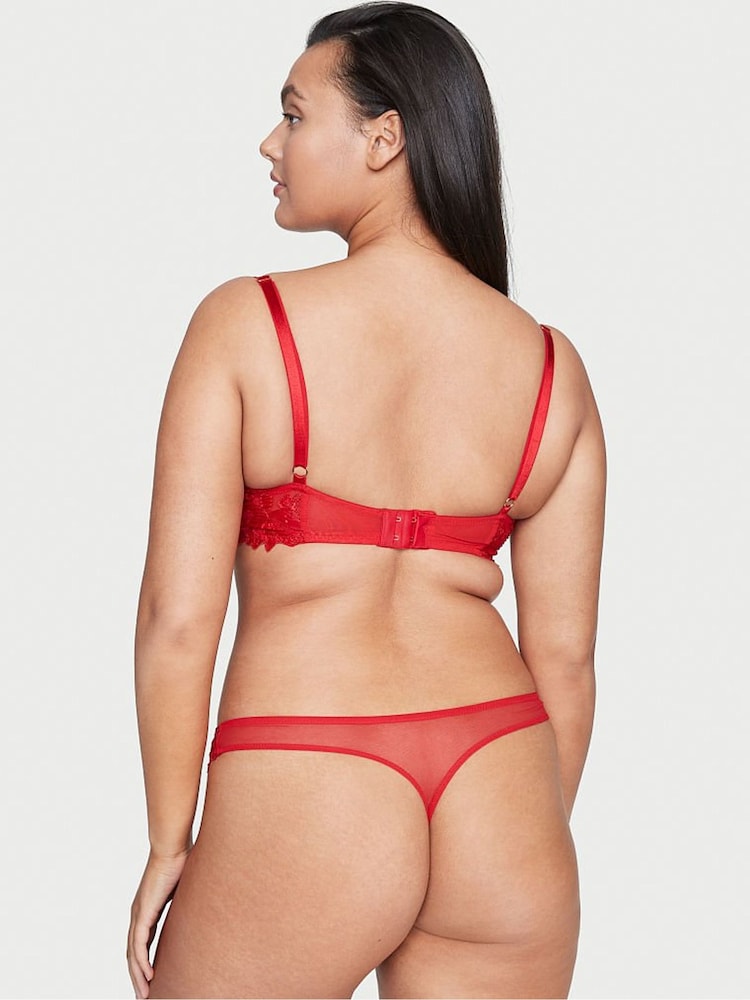Victoria's Secret Lipstick Red Embroidered Unlined Demi Bra - Image 2 of 3