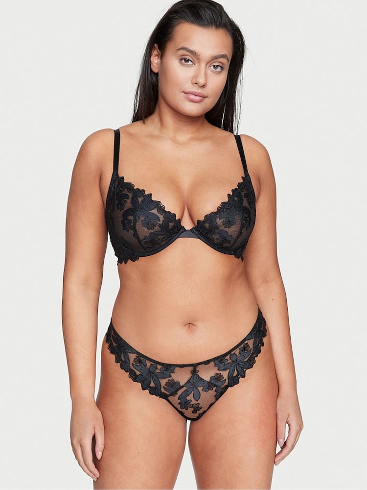 Victoria's Secret Black Embroidered Unlined Demi Bra - Image 1 of 3