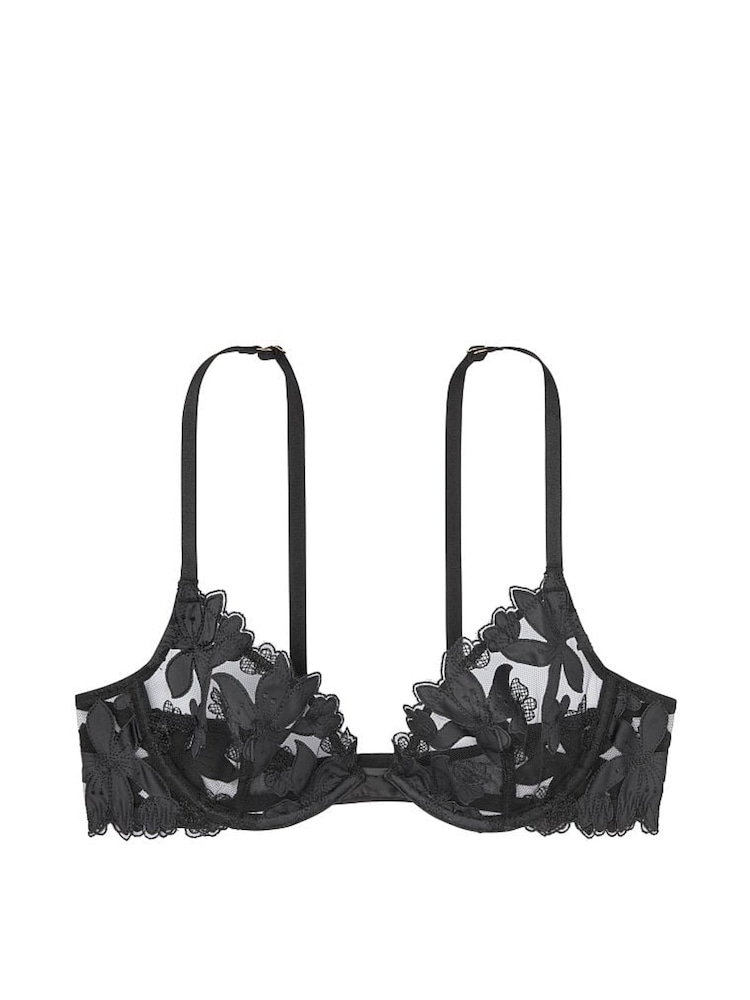 Victoria's Secret Black Embroidered Unlined Demi Bra - Image 3 of 3