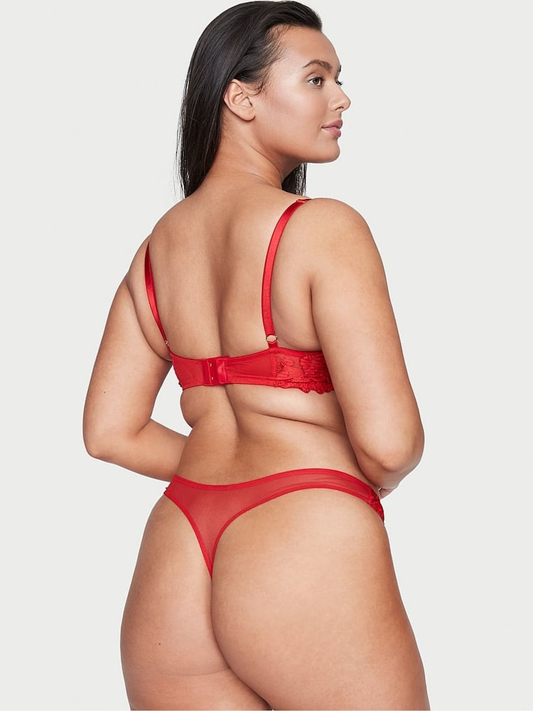 Victoria's Secret Lipstick Red Embroidered Thong Knickers - Image 2 of 4