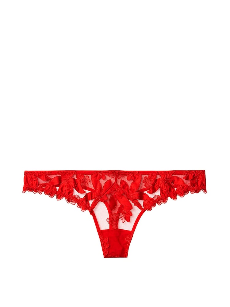 Victoria's Secret Lipstick Red Embroidered Thong Knickers - Image 4 of 4