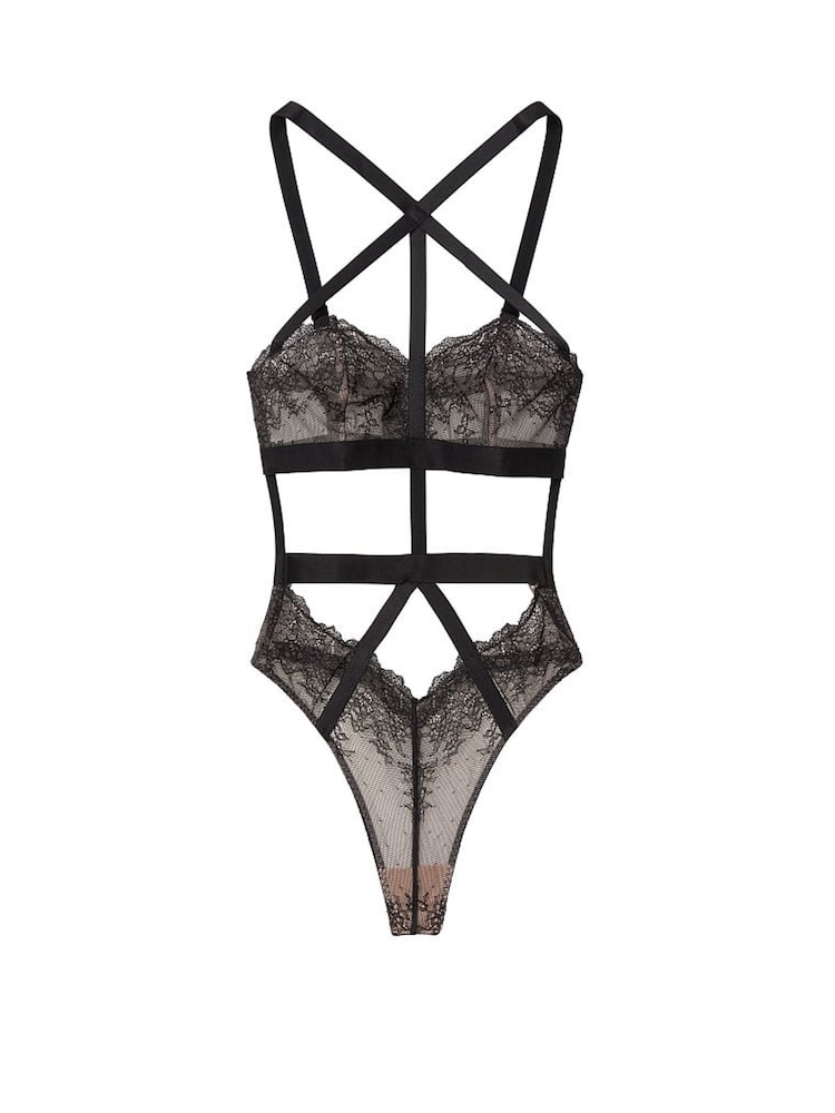 Victoria's Secret Black Cutout Lace Unlined Bodysuit - Image 3 of 3