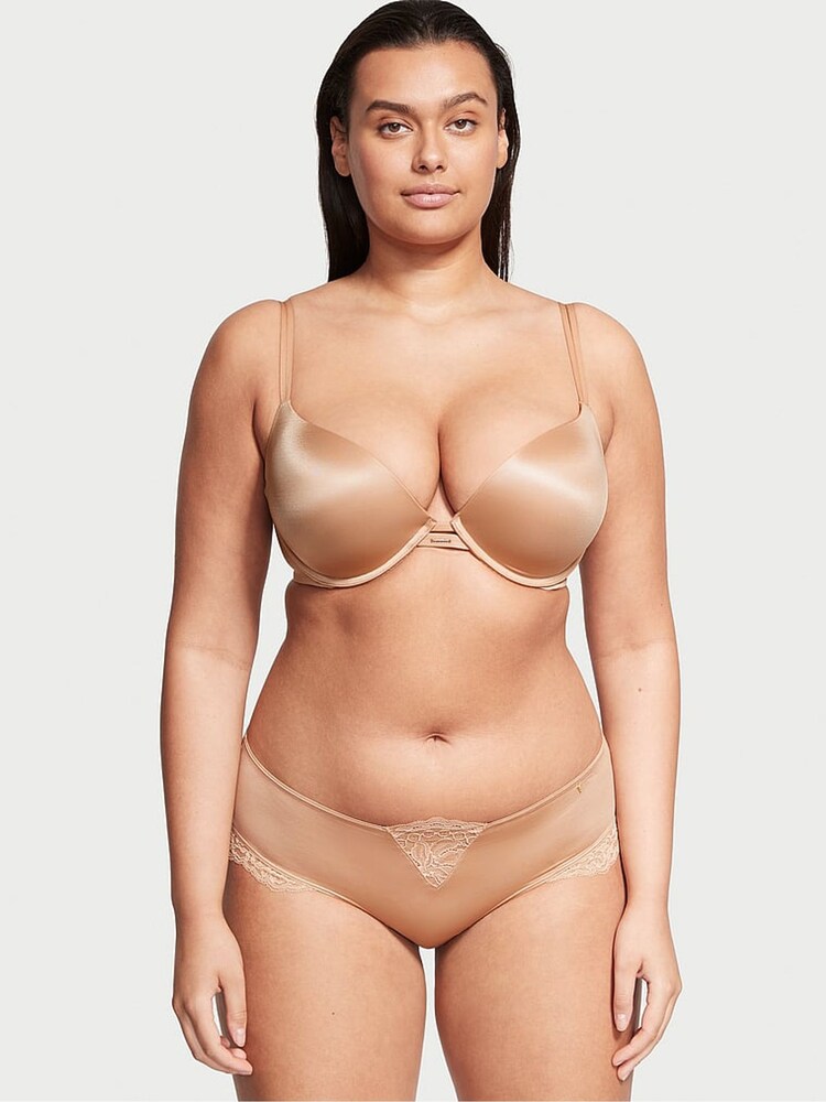 Victoria's Secret Sweet Praline Nude Lace Trim Thong Knickers - Image 1 of 4