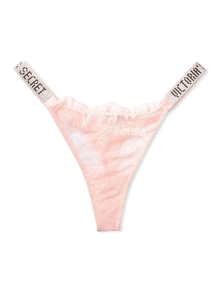 Victoria's Secret Purest Pink Lace Shine Strap Thong Panty - Image 3 of 3 Victoria's Secret Purest Pink Lace Shine Strap Thong Panty - Image 3 of 3