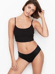 Victoria's Secret Black Mesh  Satin Bow Cutout Back Open Knickers - Image 1 of 3
