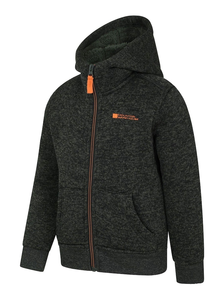 Mountain Warehouse Green Nevis Sherpa Lined Kids Hoodie - Image 5 of 5