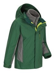 Mountain Warehouse Green Cannonball 3 In 1 Kids Waterproof Jacket - Image 4 of 5