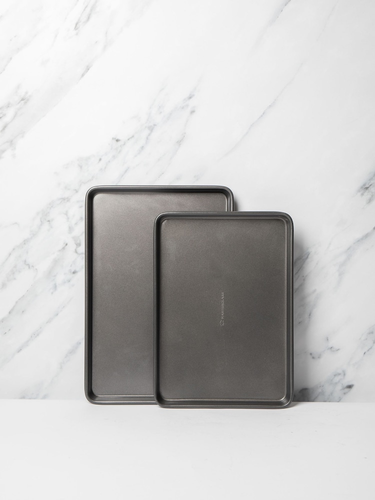 Masterclass Set of 2 Grey Non-Stick Baking Trays - Image 1 of 3 Masterclass Set of 2 Grey Non-Stick Baking Trays - Image 1 of 3