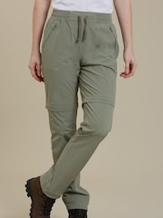 Mountain Warehouse Khaki Explorer Womens Zip-Off Convertible Walking Trousers - Image 1 of 4