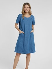 Mountain Warehouse Blue Flora Women UV Protect Cotton Denim Dress - Image 1 of 3