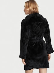 Victoria's Secret Black Embossed Logo Cosy Short Dressing Gown - Image 2 of 3