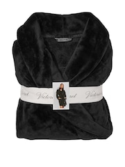 Victoria's Secret Black Embossed Logo Cosy Short Dressing Gown - Image 4 of 4