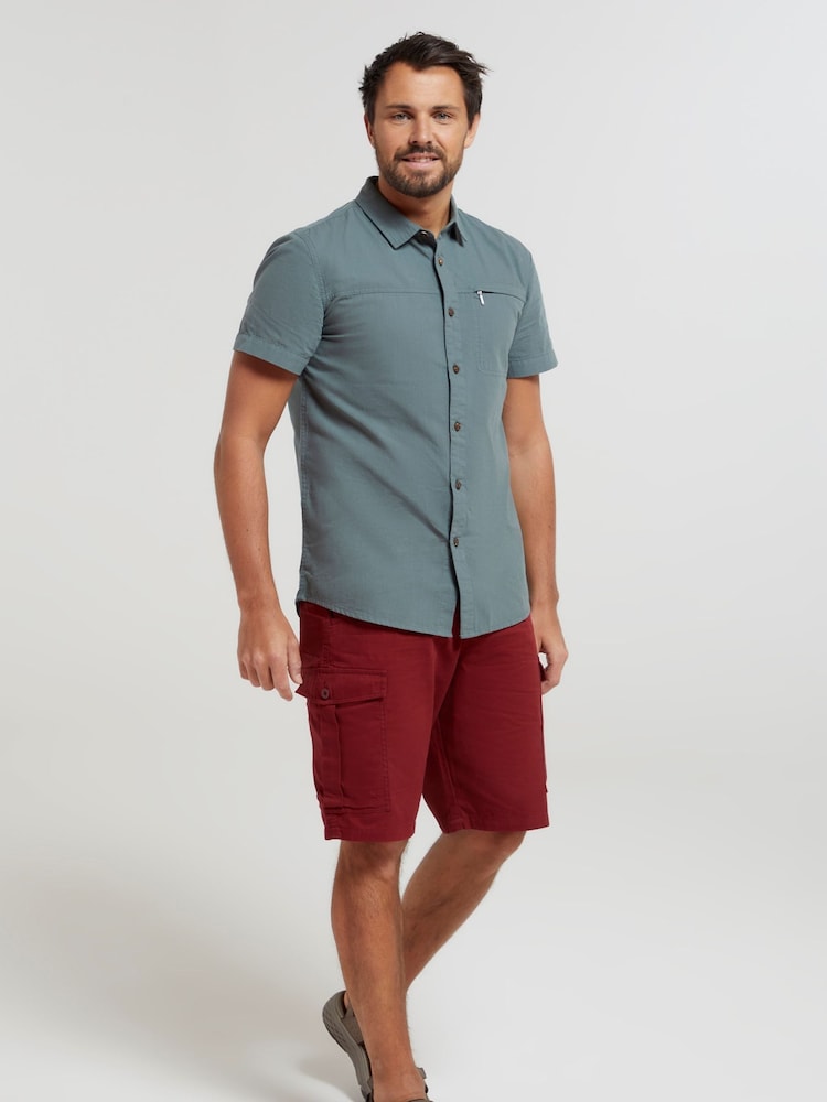 Mountain Warehouse Green Coconut Slub Texture 100% Cotton Mens Shirt g - Image 1 of 6