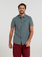 Mountain Warehouse Green Coconut Slub Texture 100% Cotton Mens Shirt g - Image 2 of 6