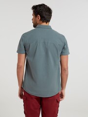 Mountain Warehouse Green Coconut Slub Texture 100% Cotton Mens Shirt g - Image 4 of 6
