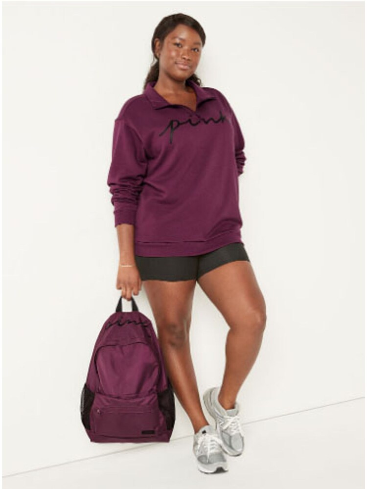 Victoria's Secret PINK Rich Maroon Purple Classic Backpack - Image 2 of 5 Victoria's Secret PINK Rich Maroon Purple Classic Backpack - Image 2 of 5