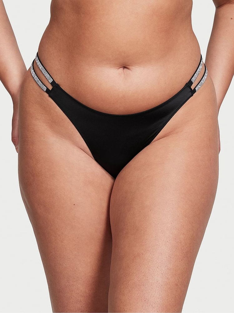 Victoria's Secret Black Smooth Double Brazilian Shine Strap Knickers - Image 1 of 4 Victoria's Secret Black Smooth Double Brazilian Shine Strap Knickers - Image 1 of 4