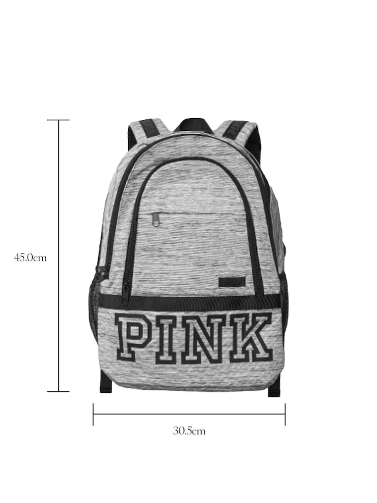 Victoria's Secret PINK Jet Lag Heather Grey College Backpack - Image 6 of 6