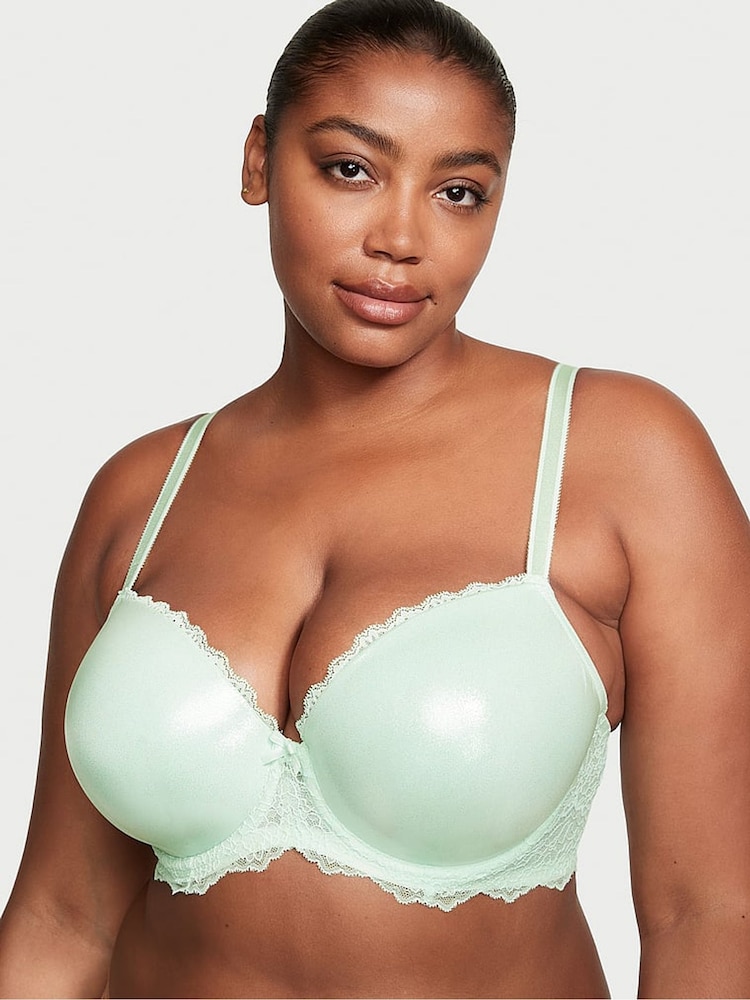 Victoria's Secret Misty Jade Foil Green Lightly Lined Demi Bra - Image 1 of 1