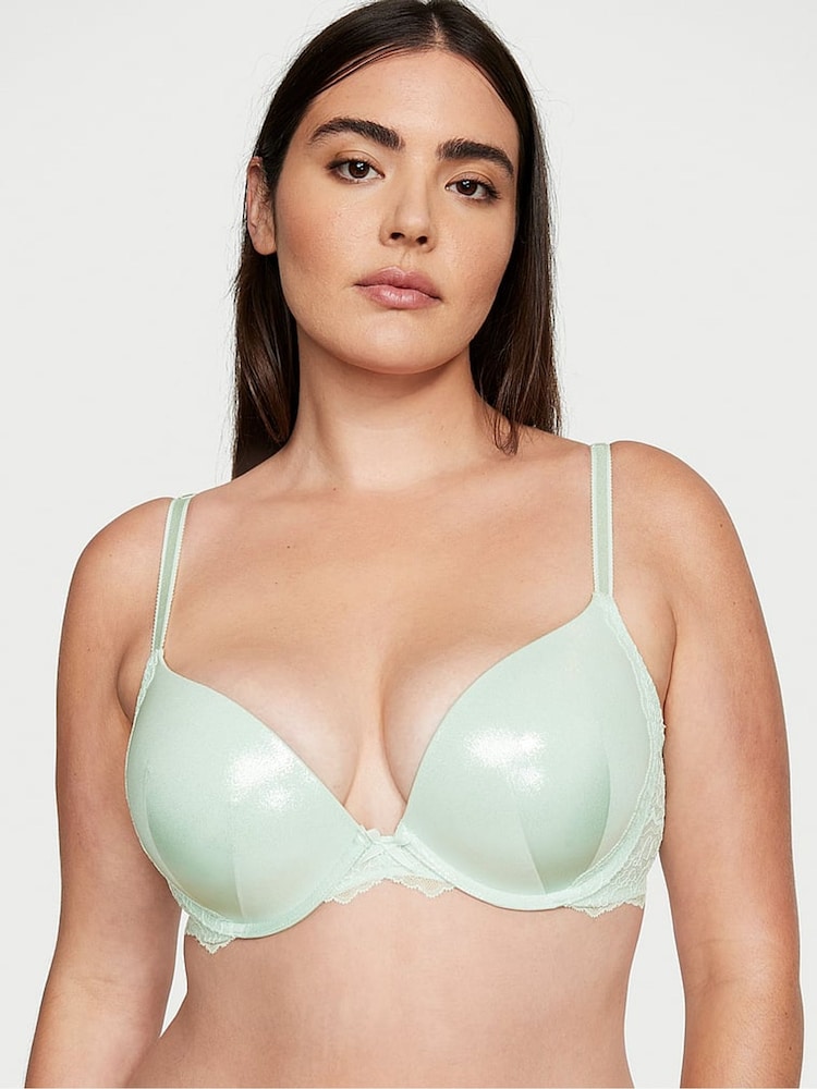 Victoria's Secret Misty Jade Foil Green Plunge Bra - Image 1 of 1 Victoria's Secret Misty Jade Foil Green Plunge Bra - Image 1 of 1