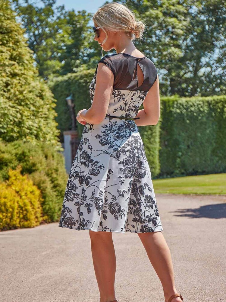 Roman Ivory Floral Print Fit and Flare Dress - Image 2 of 4