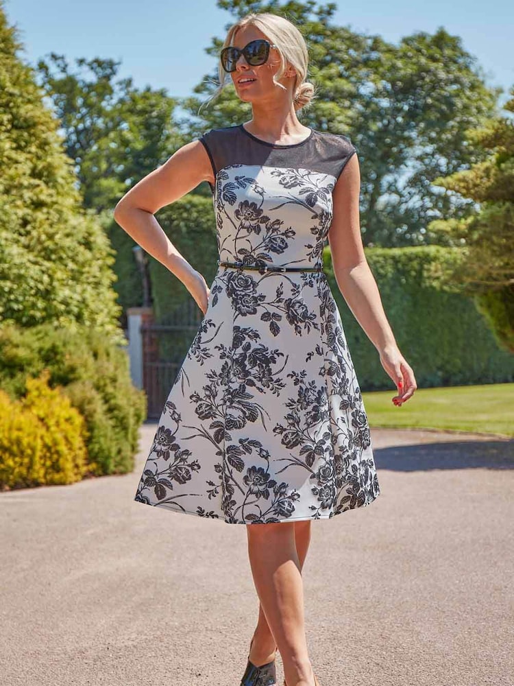 Roman Ivory Floral Print Fit and Flare Dress - Image 4 of 4