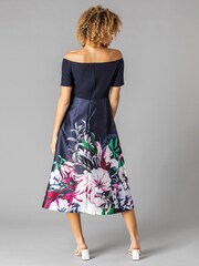 Roman Navy Bardot Floral Fit & Flare Dress - Image 2 of 4