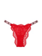 Victoria's Secret Lipstick Red Lace Monogram Brazilian Shine Strap Knickers - Image 3 of 3
