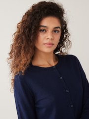 Gap Blue Lightweight Cotton Long Sleeve Crew Neck Cardigan - Image 5 of 6