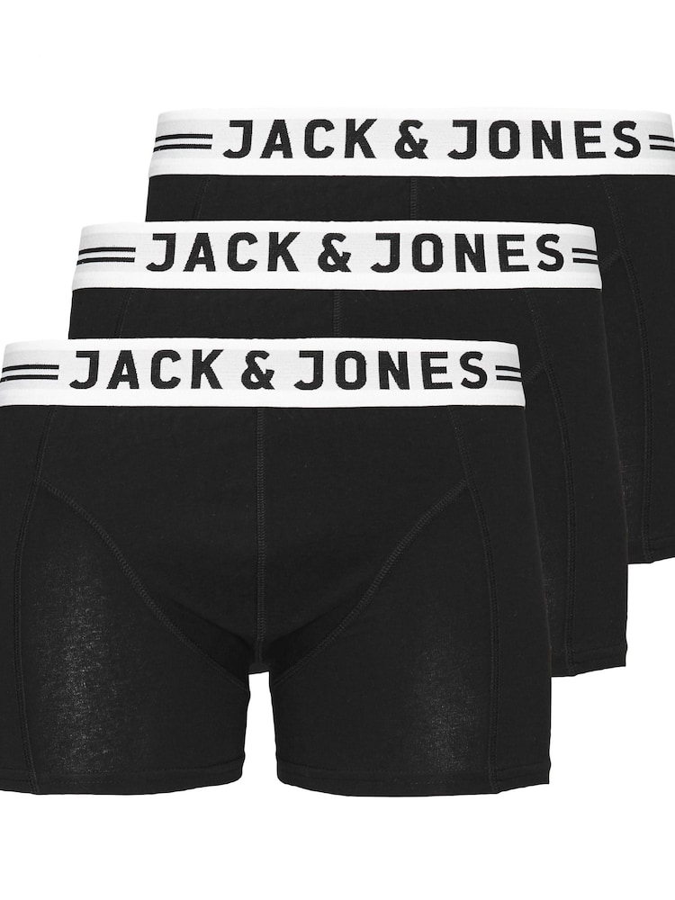 Jack & Jones Black and White Logo 3 Pack Trunks - Image 1 of 3