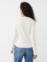 Gap White Lightweight Long Sleeve Crew Neck Cardigan - Image 2 of 4