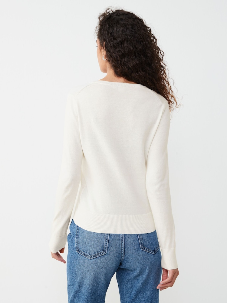 Gap White Lightweight Long Sleeve Crew Neck Cardigan - Image 2 of 4