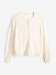 Gap White Lightweight Long Sleeve Crew Neck Cardigan - Image 4 of 4