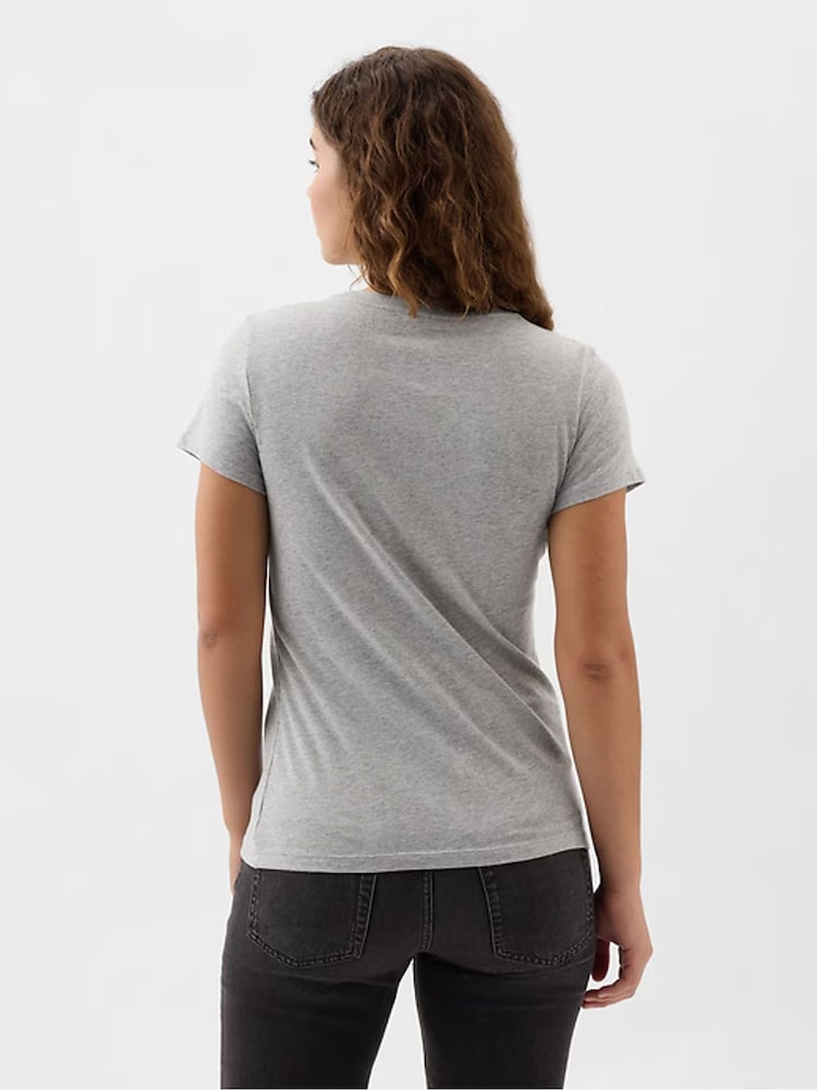 Gap Light Grey Logo Short Sleeve Crew Neck T-Shirt - Image 2 of 4 Gap Light Grey Logo Short Sleeve Crew Neck T-Shirt - Image 2 of 4