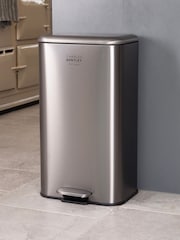 Charles Bentley Silver 30L Slimline Kitchen Pedal Bin - Image 1 of 6