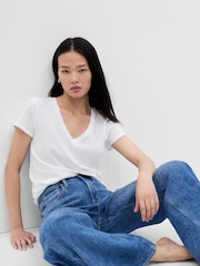 Белый - Gap Избранное Cotton-Modal с коротким рукавом футболка - Image 1 of 3