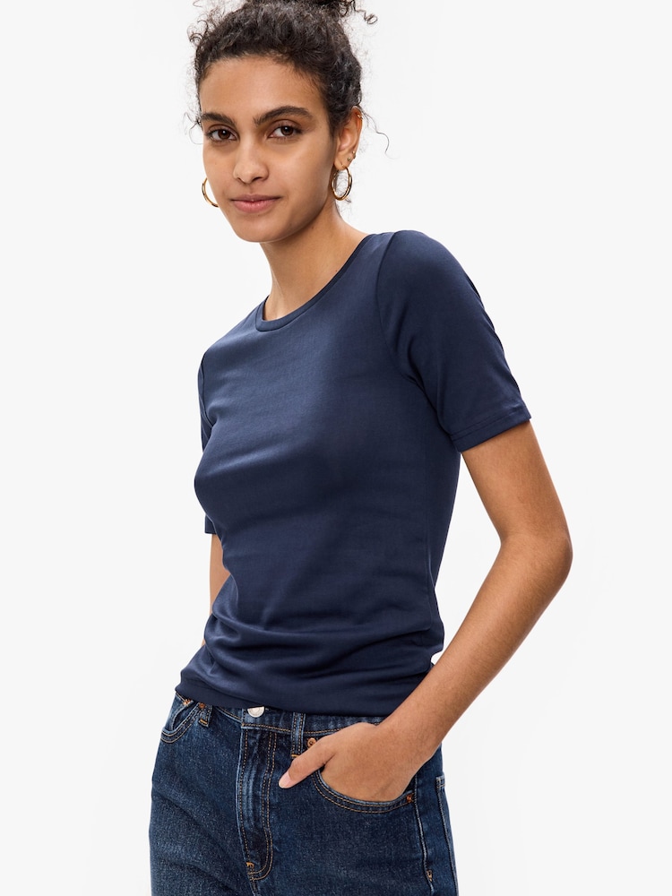 Gap Navy Blue Crew Neck Favourite Cotton-Modal Short Sleeve T-Shirt - Image 1 of 6
