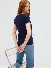 Gap Navy Blue Crew Neck Favourite Cotton-Modal Short Sleeve T-Shirt - Image 5 of 6