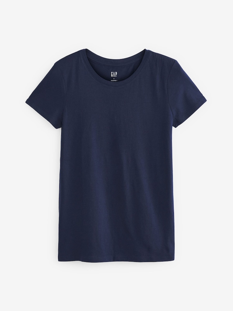 Gap Navy Blue Crew Neck Favourite Cotton-Modal Short Sleeve T-Shirt - Image 6 of 6