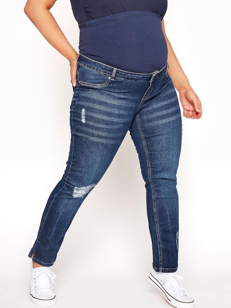 Bump It Up Blue Maternity Distressed Straight Leg Jeans - Image 2 of 2