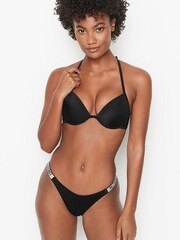 Victoria's Secret Black Brazilian Shine Strap Swim Bikini Bottom - Image 1 of 3