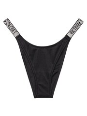 Victoria's Secret Black Brazilian Shine Strap Swim Bikini Bottom - Image 3 of 3