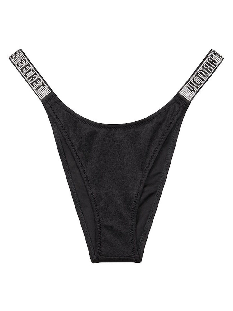 Victoria's Secret Black Brazilian Shine Strap Swim Bikini Bottom - Image 3 of 3